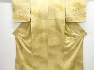 雲に草花模様小紋着物